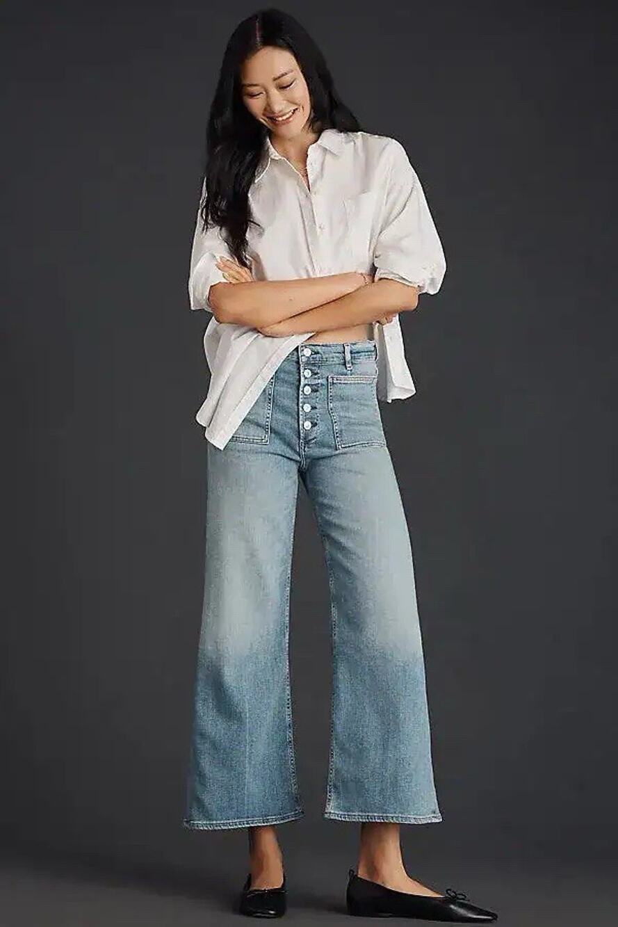 Citizens of Humanity Lyra Wide-Leg Crop High Rise Jeans Light Blue 27